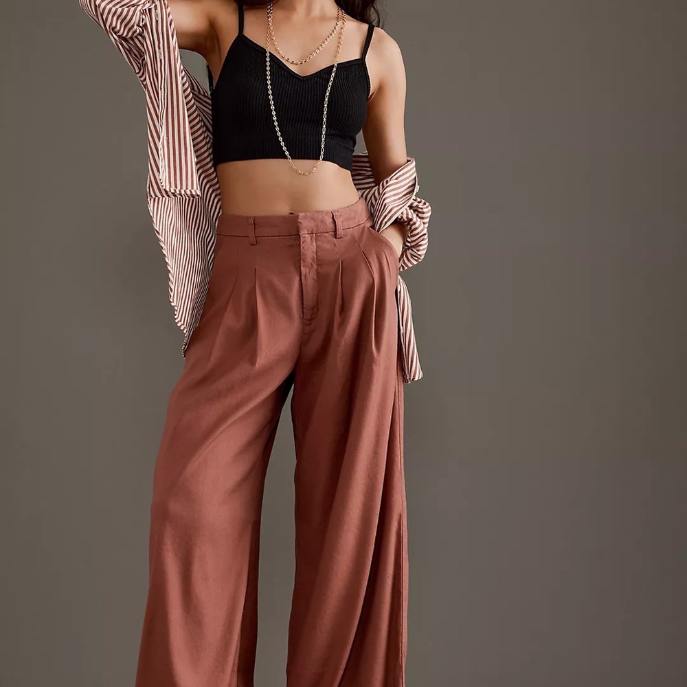 The Avery Pleated Wide-Leg Trousers by Maeve: Linen Edition | US 2